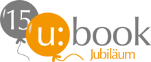 u:book-Logo Jubiläum mit Schriftzug